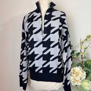 ANTHROPOLOGIE | houndstooth quarter zip sweat | Vigoss | new nwt | large